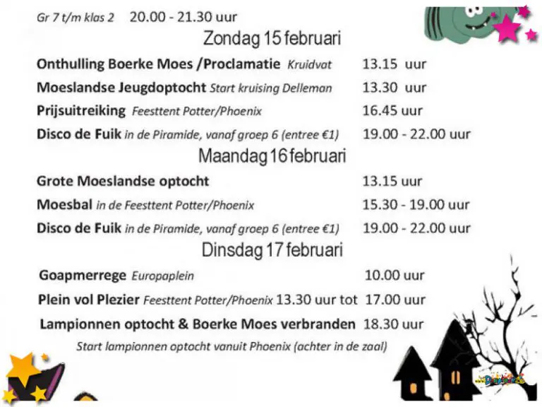 Programma 2015 Jeugdcarnaval Schaijk
