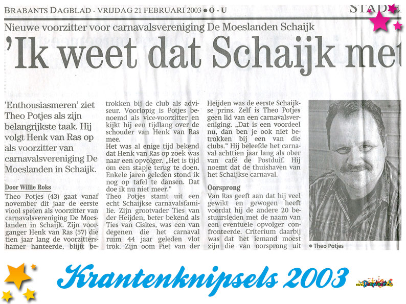 Krantenknipsels Moesland 2003