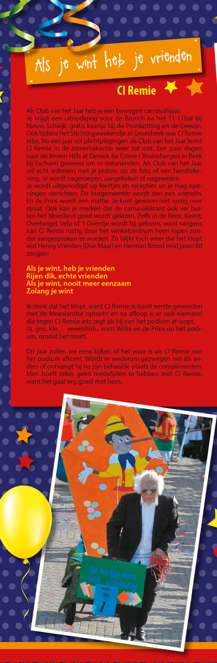 Stukje van C.I. Remie uit de carnavalskrant van 2013