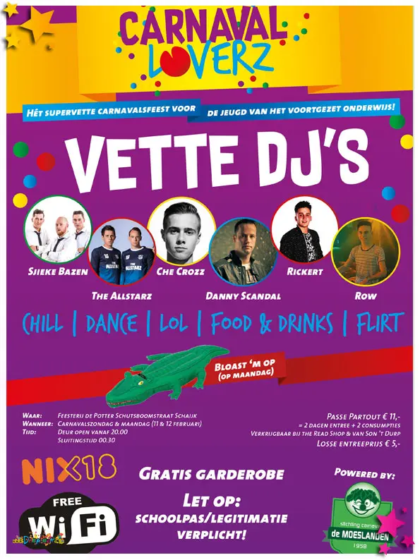 Carnaval loverz bij de Potter