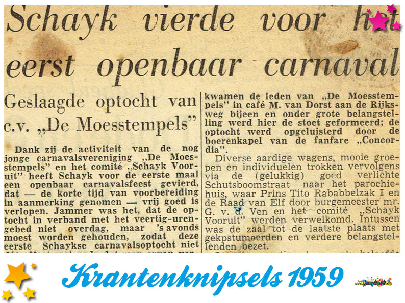 Krantenknipsels Moesland 1959