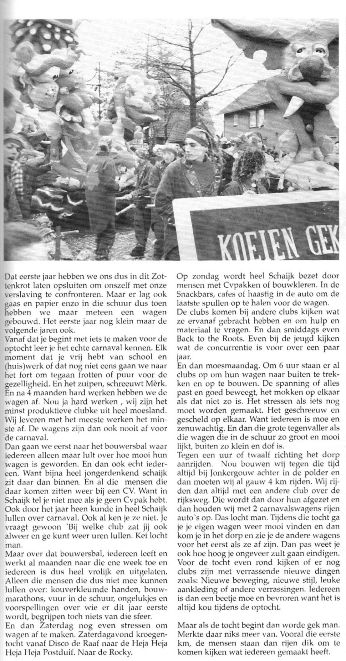 Stukje uit de carnavalskrant van Zot Gefrot - 1998